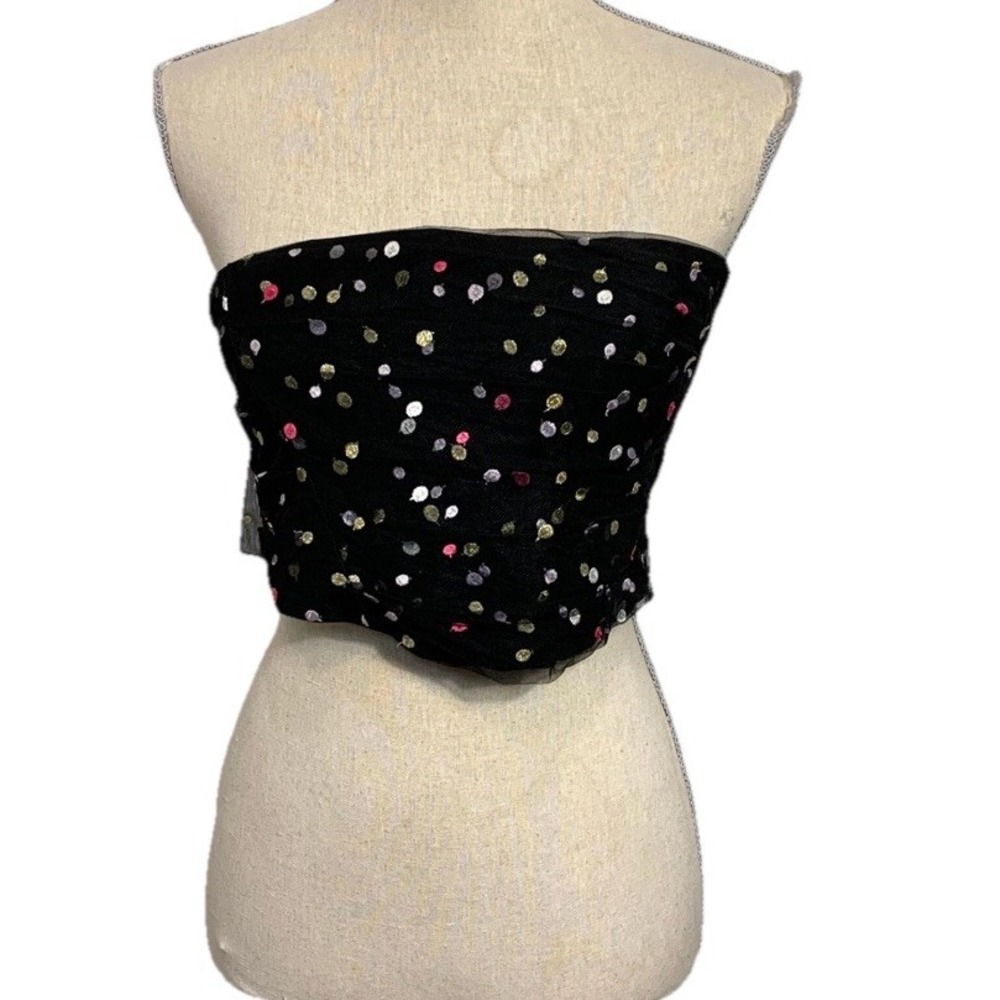 Philosophy di Lorenzo Serafini Sz 2 Black Colorful‎ Polka Dot Bustier Tulle Top